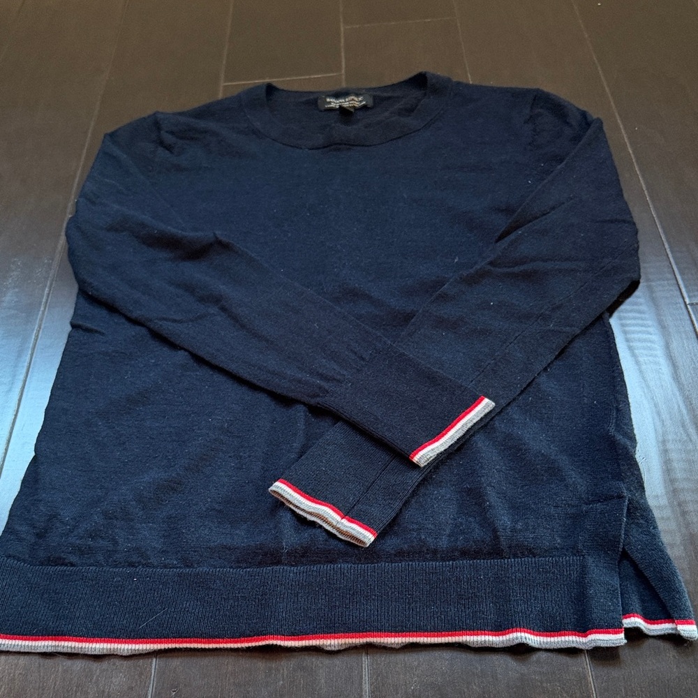 Banana Republic Navy Blue Sweater with Red and White Trim